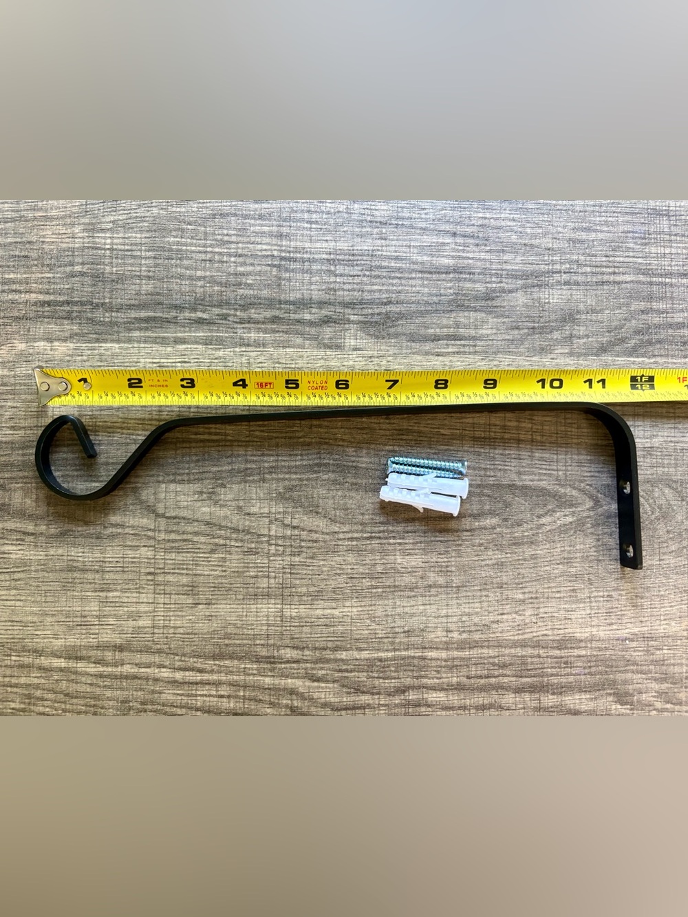 Black Wall-Mounted Plant Hanger - Rustic Iron Hook 12-Inch - NEW